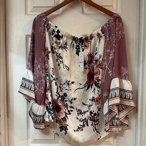 White House Black Market Floral Off-Shoulder Blouse